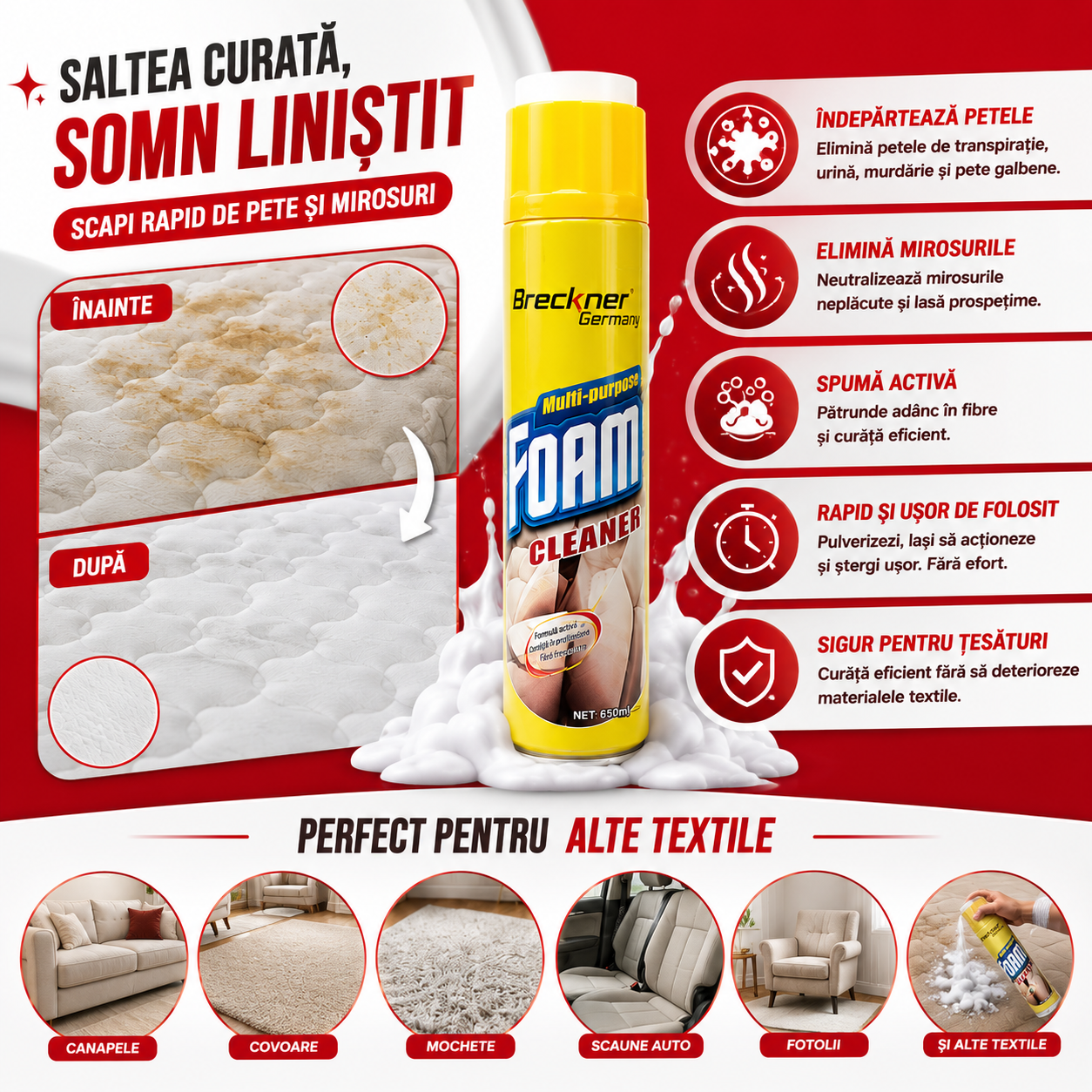 -MATRESSCLEAN- Spumă Curățare 1+1Gratis