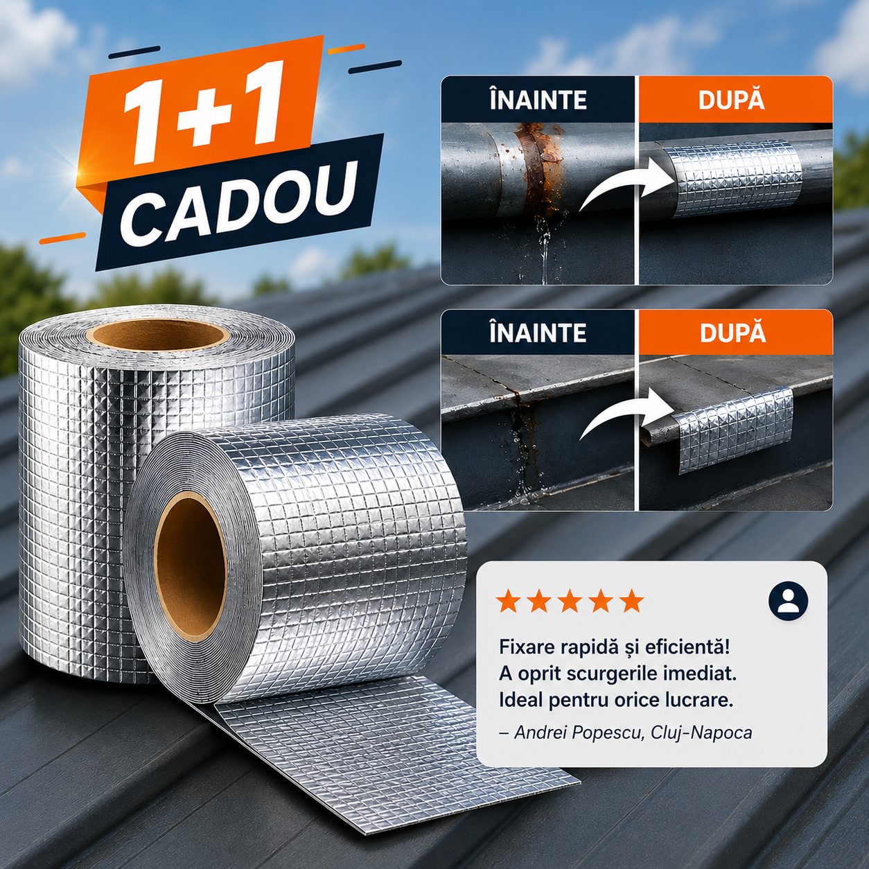 Bandă de etanșare pentru crăpături și infiltrații – 1+1 GRATIS