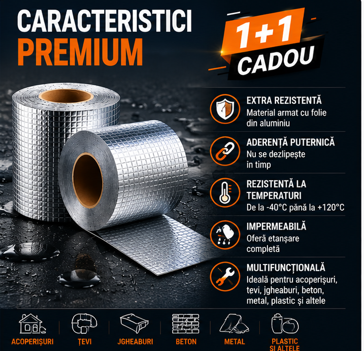 Bandă de etanșare pentru crăpături și infiltrații – 1+1 GRATIS